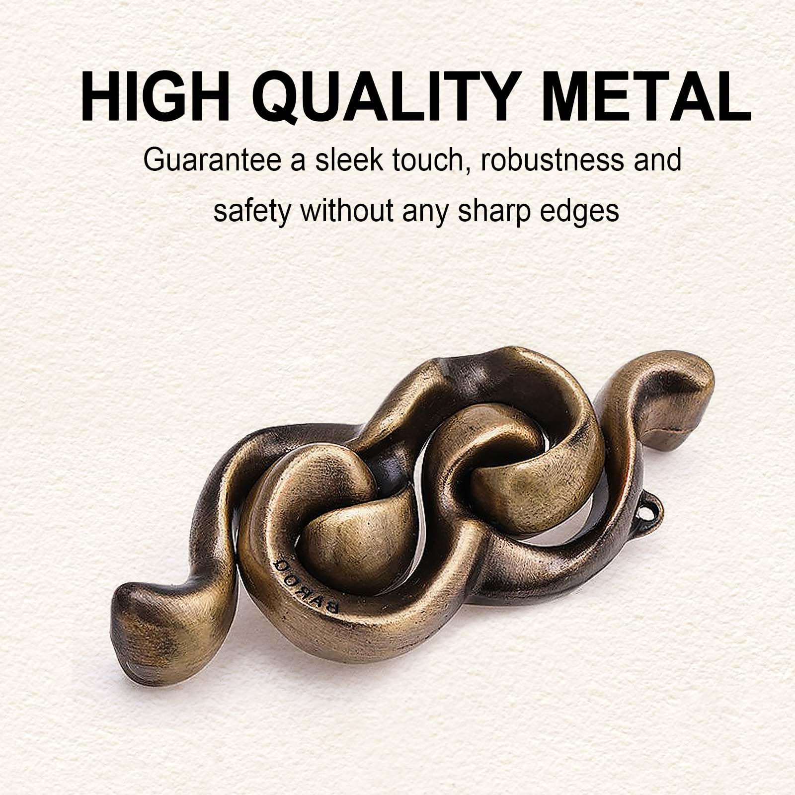 KaKeDuJa metal brain teaser close-up highlights sleek craftsmanship.