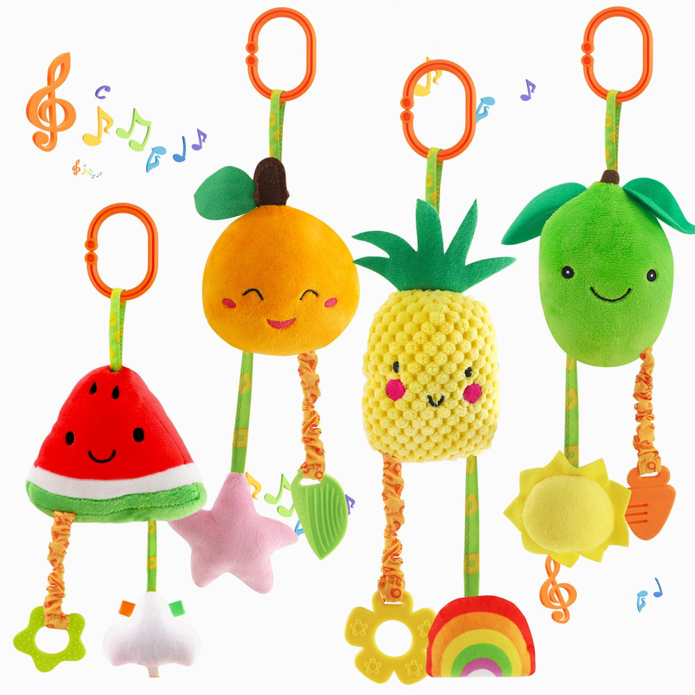 KAKIBLIN baby hanging rattle fruits-apple: soft texture engages newborns.