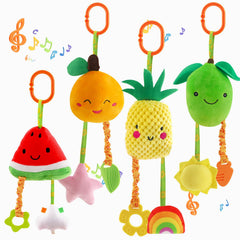 KAKIBLIN baby hanging rattle fruits-apple: soft texture engages newborns.