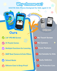 KAKTIN Kids Smart Phone Toy stickers enable fun photo customization for expression.