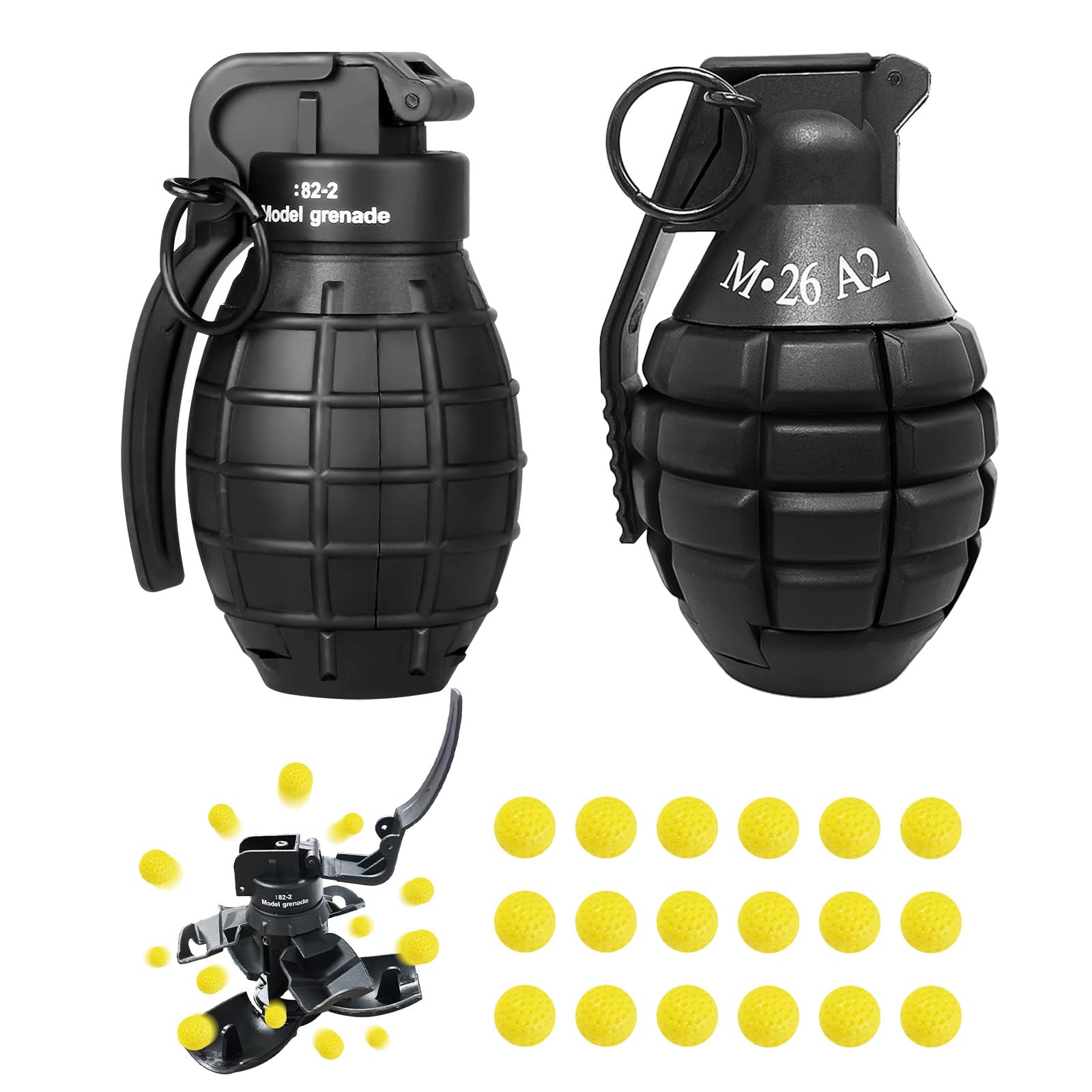 KalaDuck 2Pcs handheld airsoft grenade front view, ready for foam battles.
