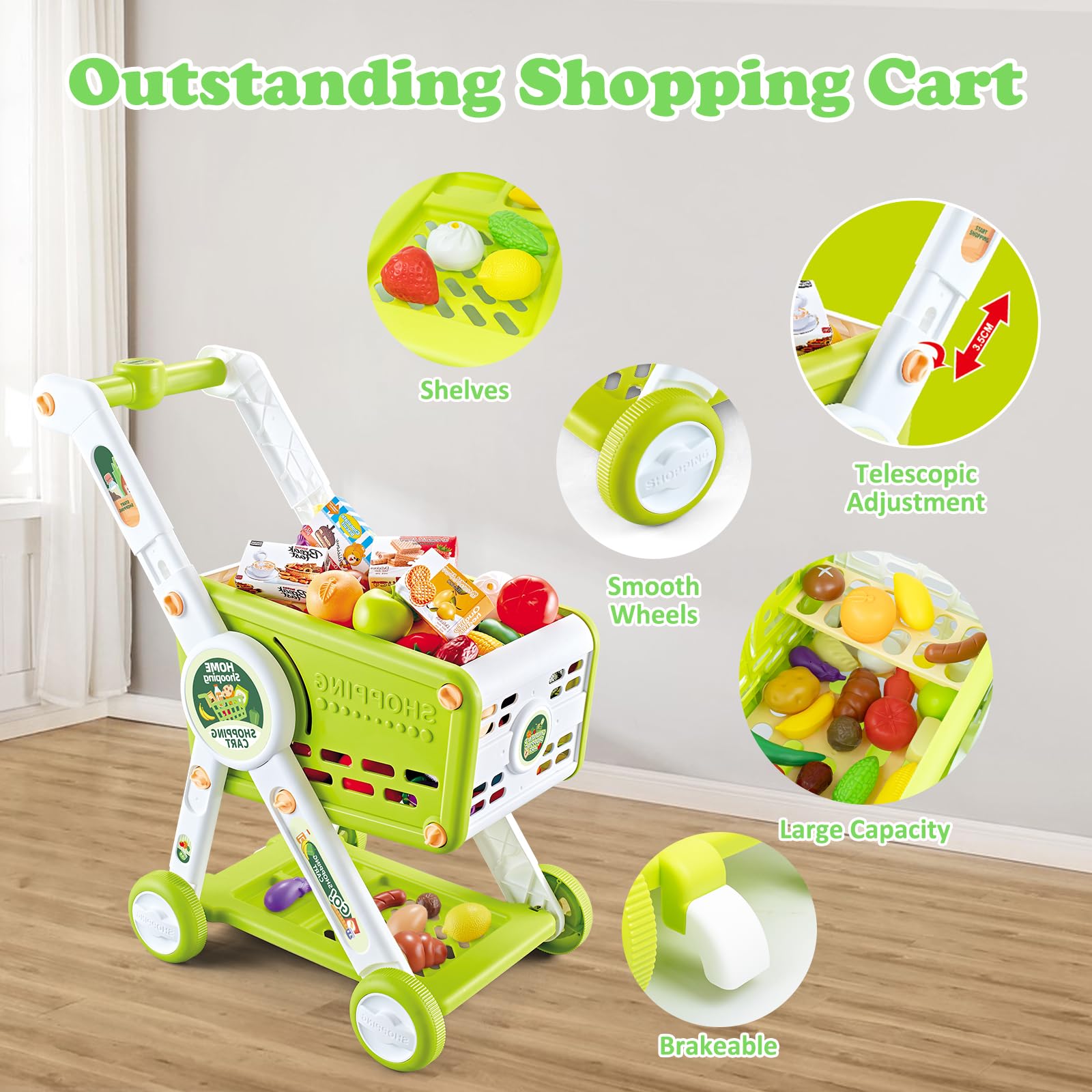 KalaDuck cart features a retractable handle for easy control by little shoppers
