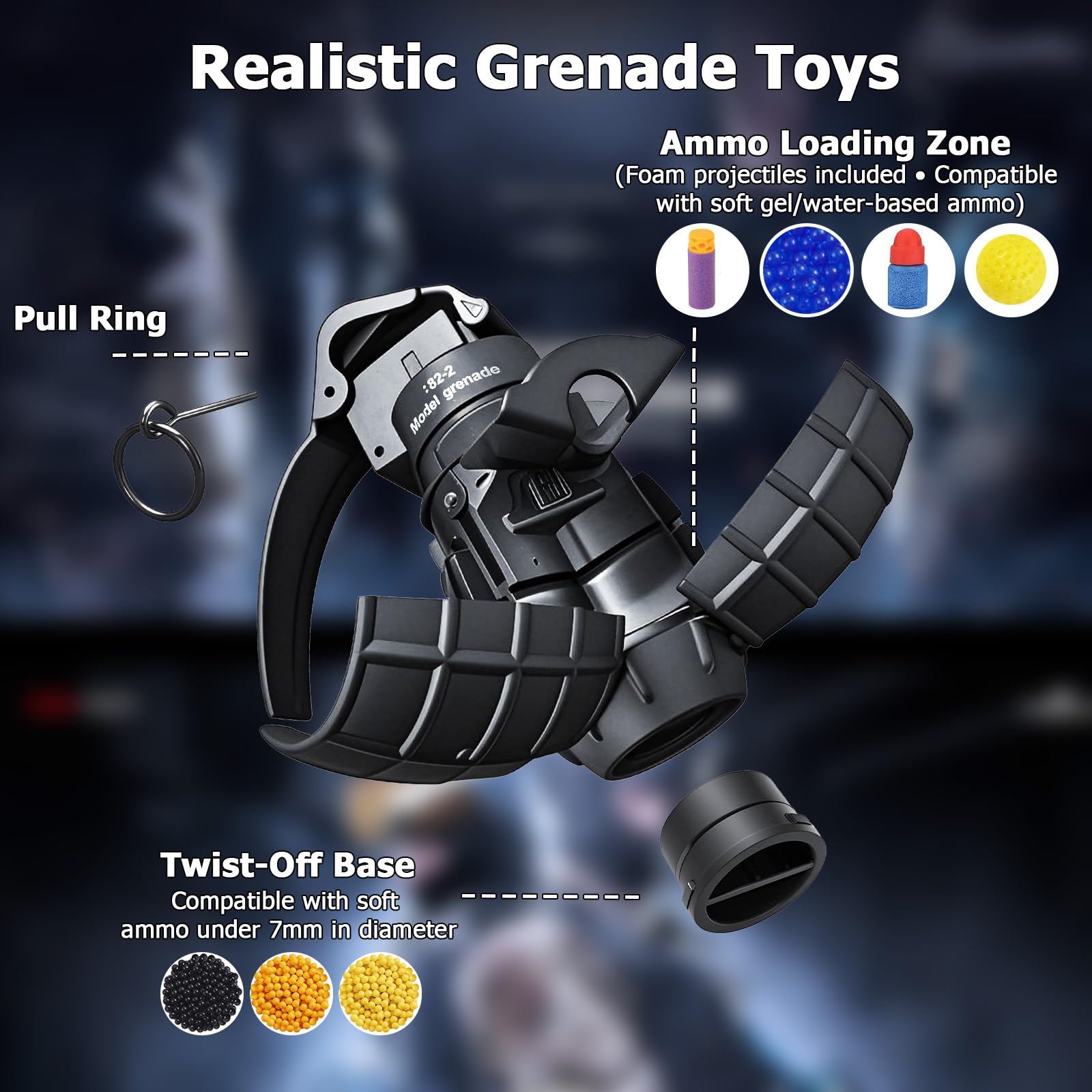 KalaDuck police toy grenade side-angle showing compact design for stealth skirmishes.