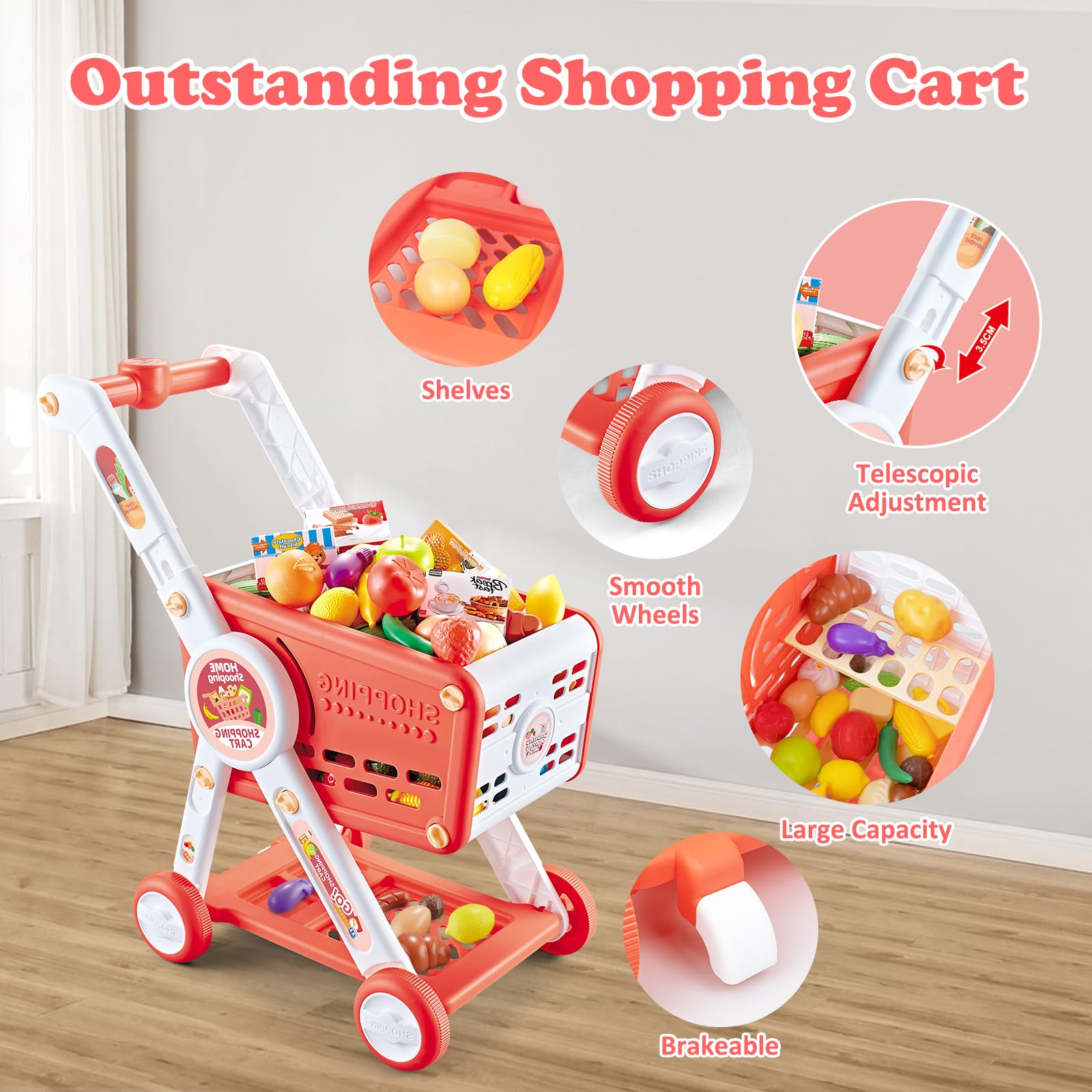 KalaDuck shopping cart with retractable handle for easy maneuverability.