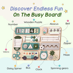 KALOTOYS Large Busy Board spinner twist detail invites curious hands to explore.