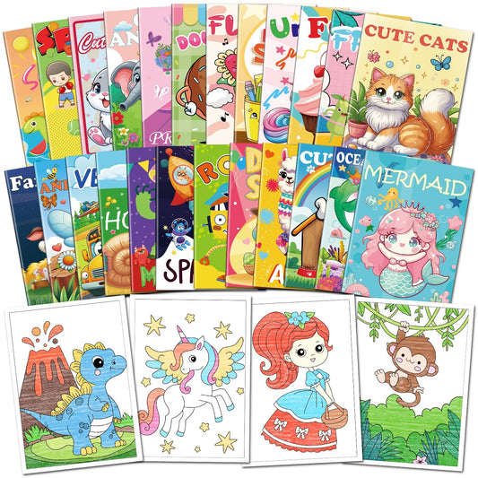 Kalysky 24-pack mini coloring books featuring animals for quiet play and travel fun.