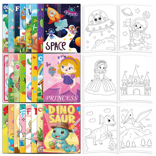 Kalysky mini coloring books with dinosaurs spark curiosity during car trips.