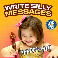 Kamhi World prank toy fart pen shown as a playful desk accessory