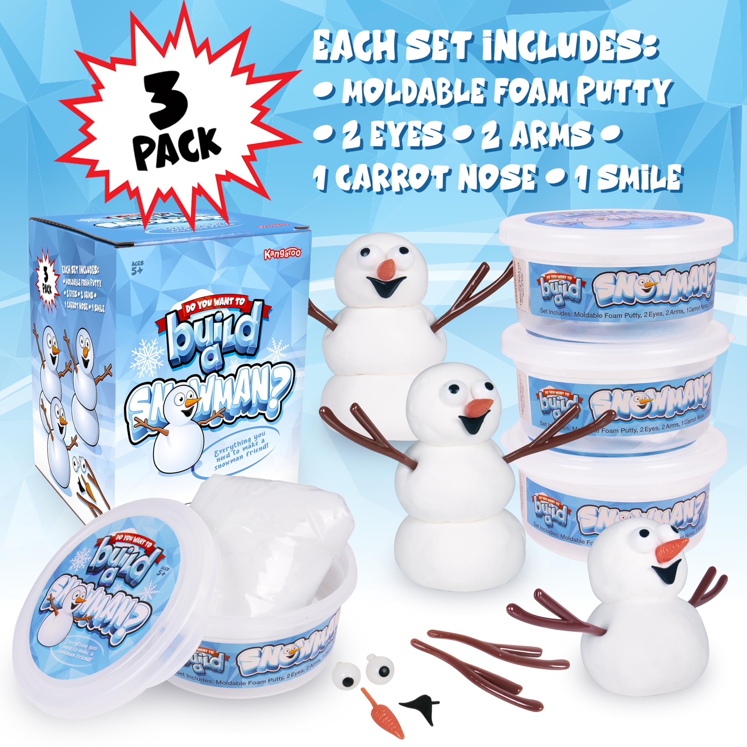 Kangaroo Snowman Kit mold blocks for easy assembly of a snowman