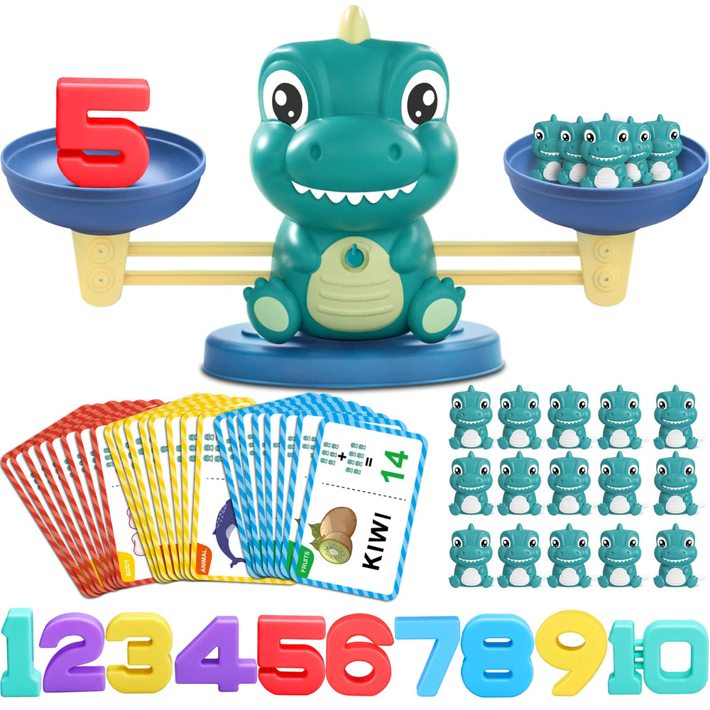 Kaodezhu dinosaur math balance toy on its base, engaging kids in hands-on balance practice.