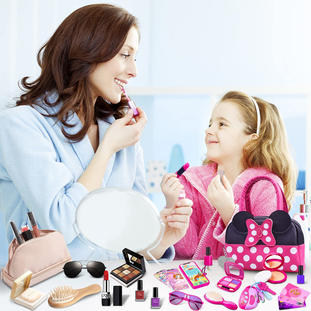 Kaodezhu pretend purse accessories kit with mini items for organized pretend cosmetics