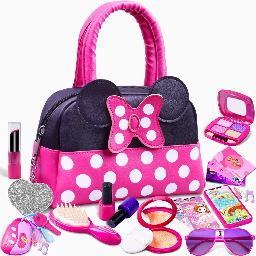 Kaodezhu pretend purse front view showing complete dress-up set for imaginative play