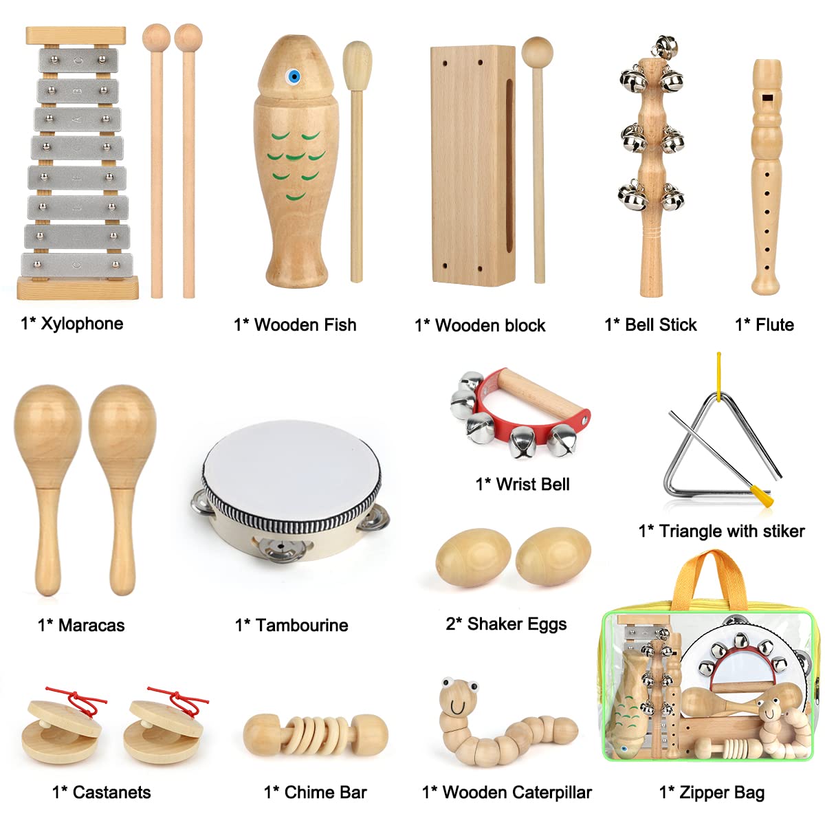 KAQINU wooden shaker toy adds tactile play and sensory learning.