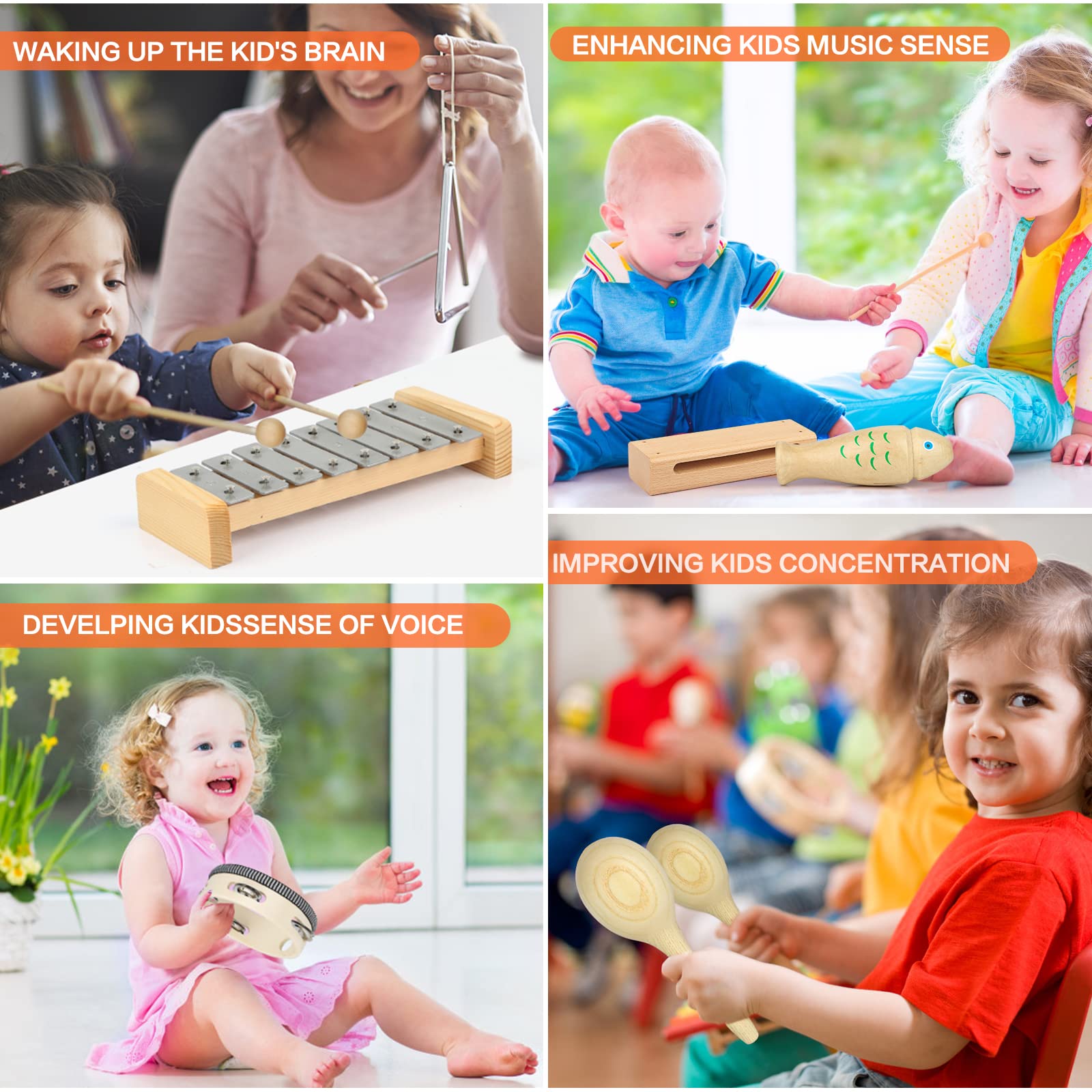 KAQINU wooden xylophone toy capturing bright tones for early discovery.