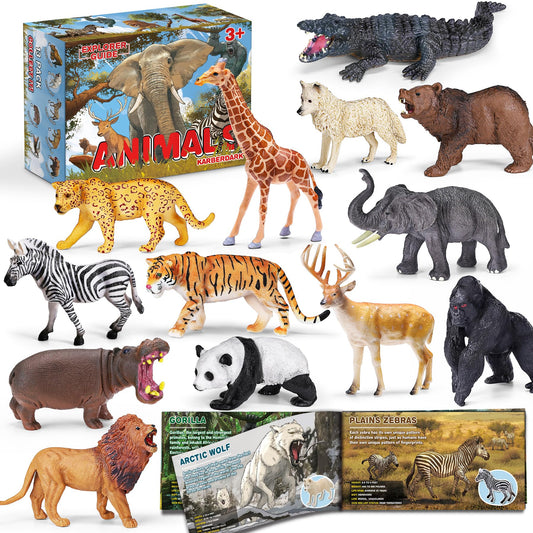 KarberDark 13-pack wild animal toys for imaginative toddler play and learning.