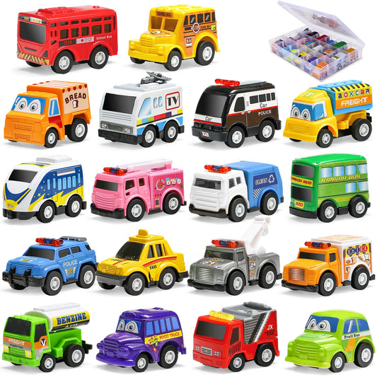 KarberDark 18-pack pull-back cars in bright hues for imaginative play