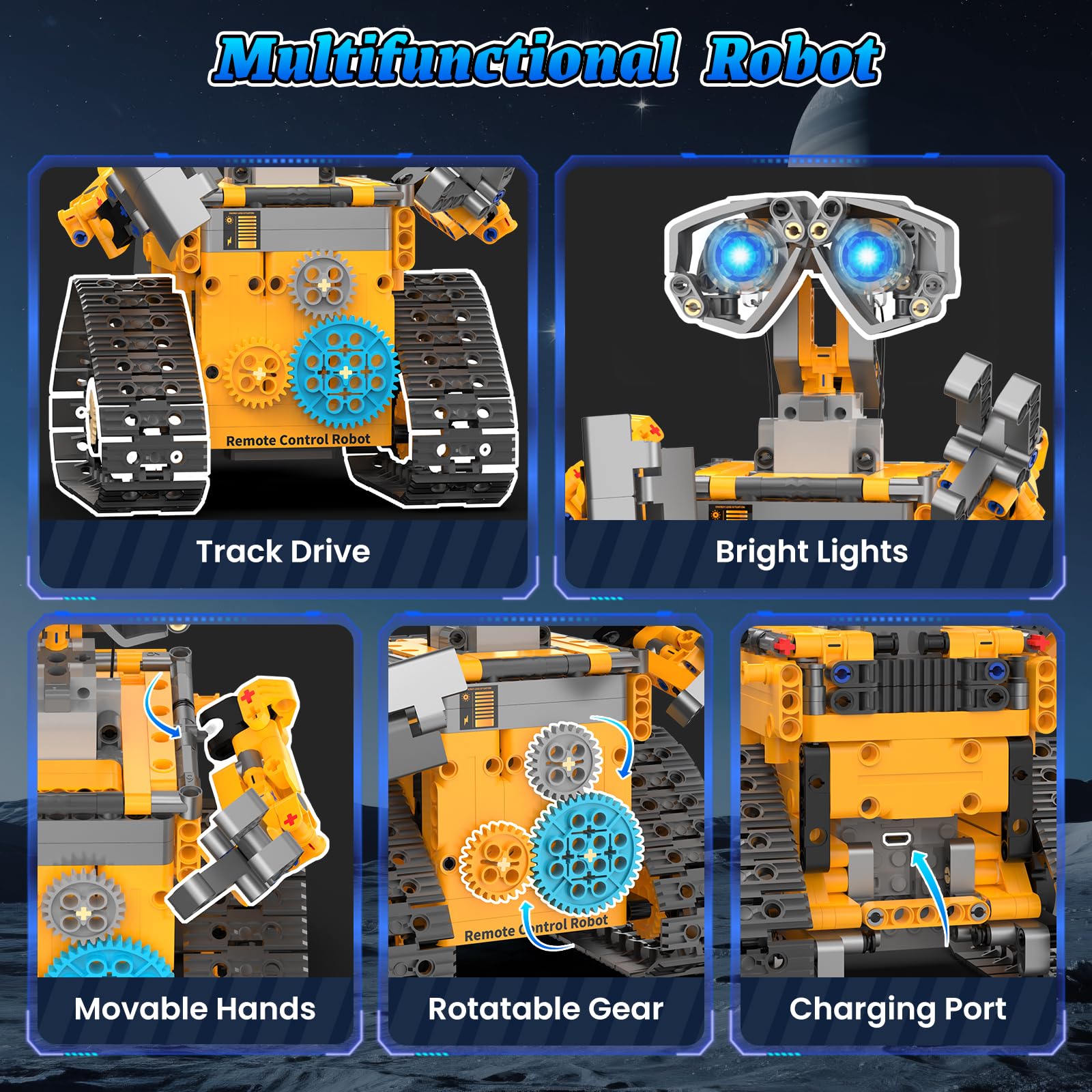 Karei robot building kit garbage truck with LED lights sparks immersive pretend play and curiosity.