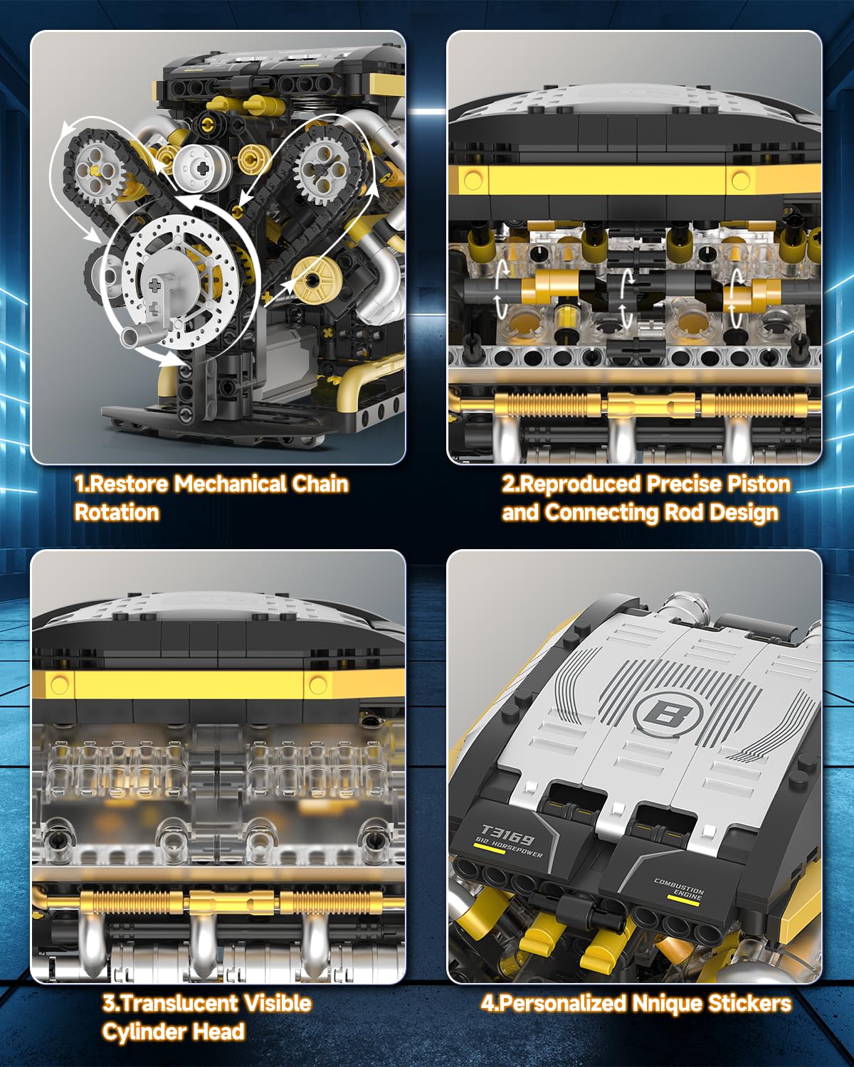 Karei V8 engine model kit dual-mode operation for learning