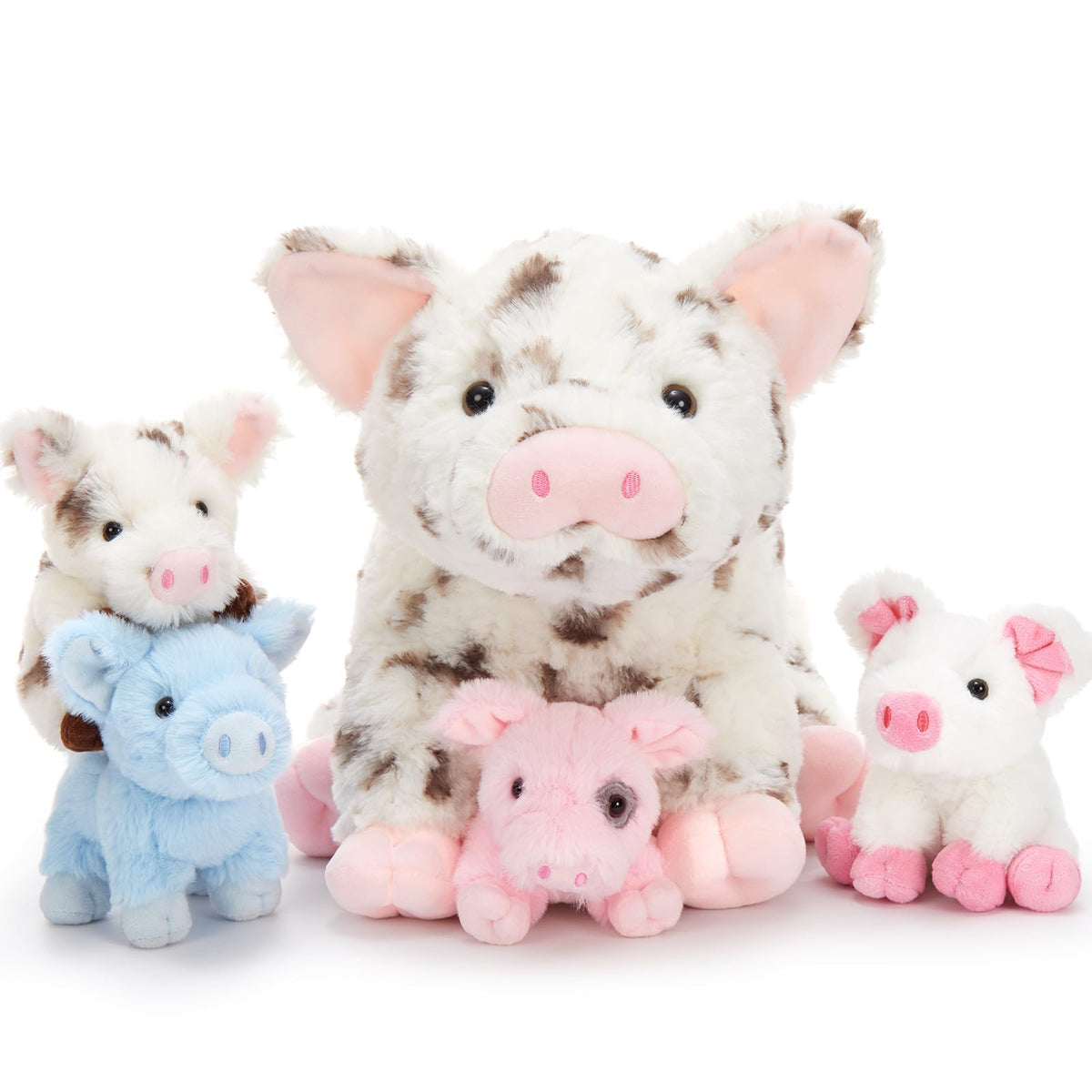 Karister mommy pig plush with zippered belly and four piglets for imaginative play