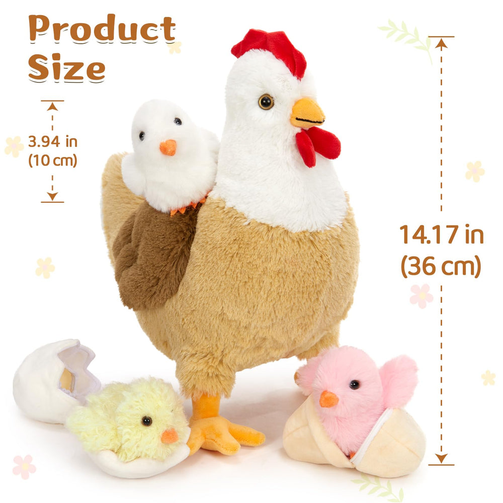 Karister 7Pcs chicken stuffed animals bright felt eggs 1 for pretend egg hunting