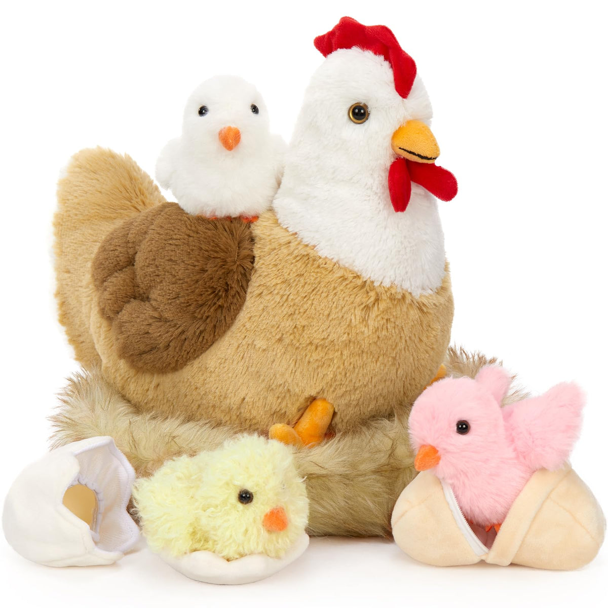 Karister 7Pcs chicken stuffed animals mother hen plush for gentle pretend play