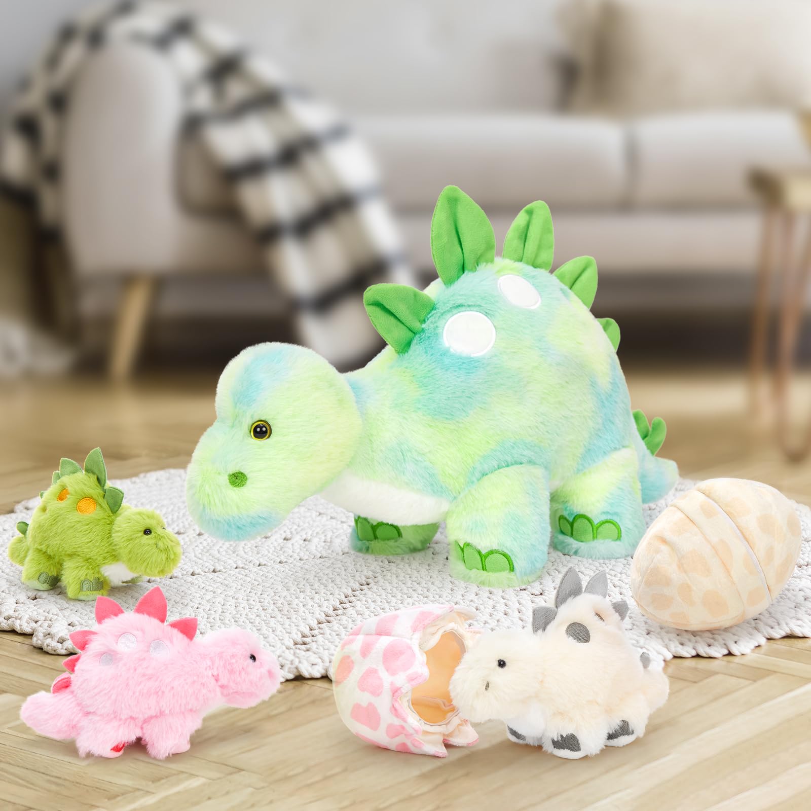 Karister egg half-shell plush shows the emerging dino story