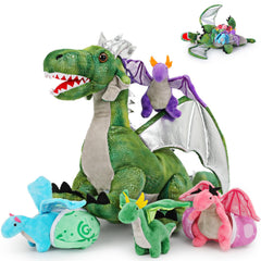 Karister giant green dragon plush set, 21.7 inches, ideal for imaginative play.