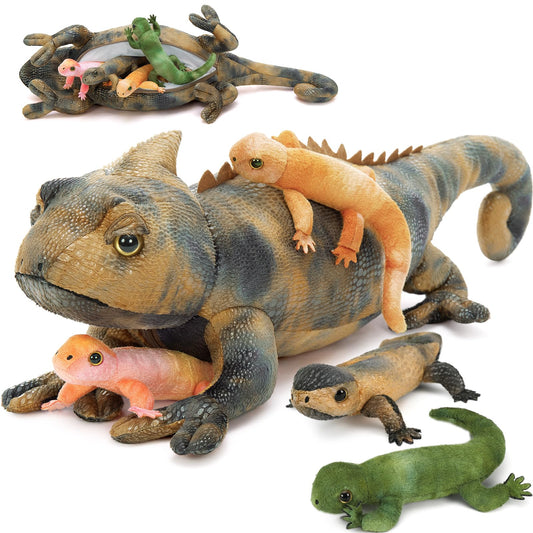 Karister giant lizard plush 27-inch mother iguana for comforting hugs and playful decor.