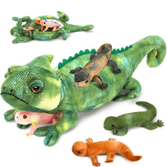 Karister giant lizard plush 27-inch mother iguana for cozy playtime and comforting bedtime companionship