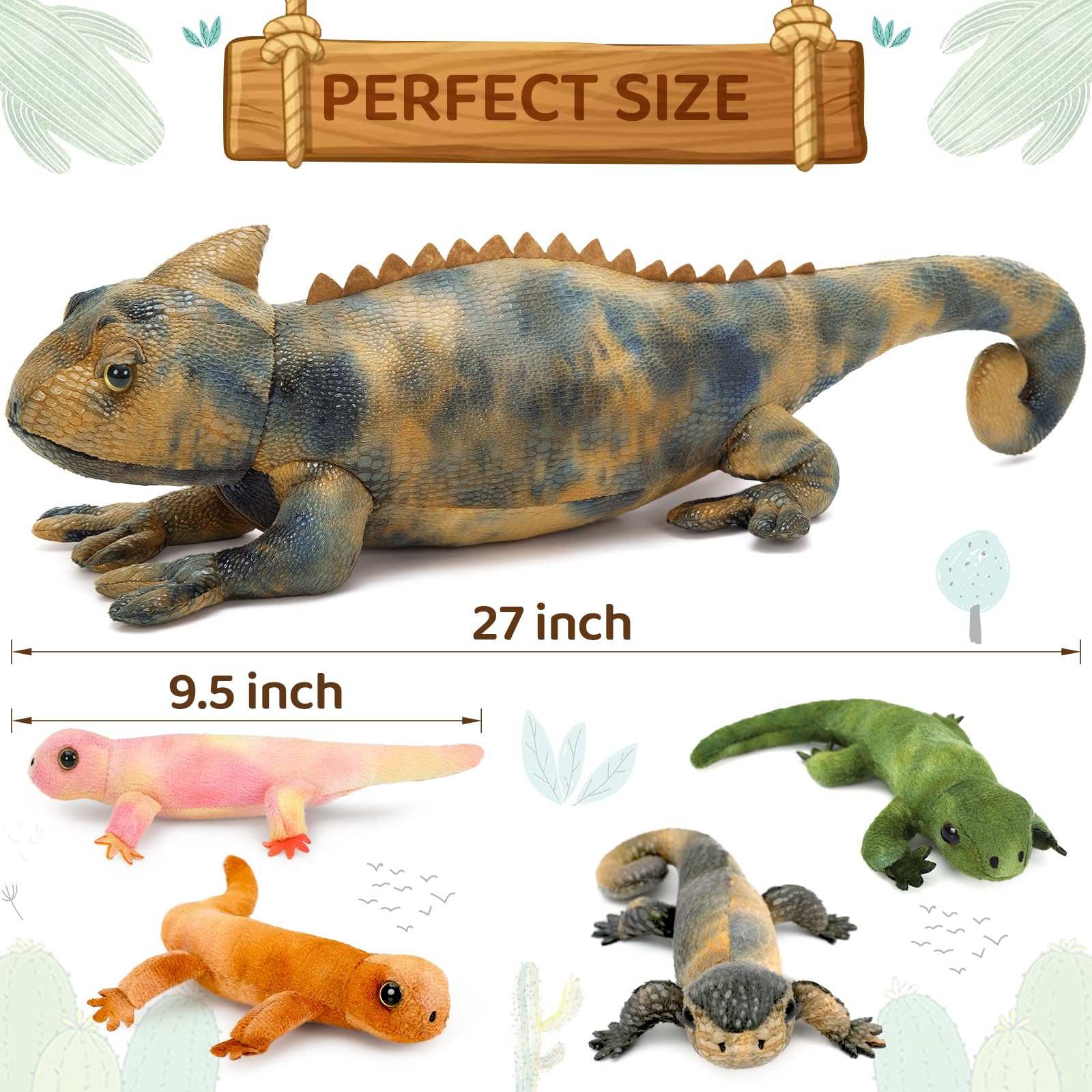 Karister giant lizard plush baby lizards 2 for bedtime stories and cuddles.