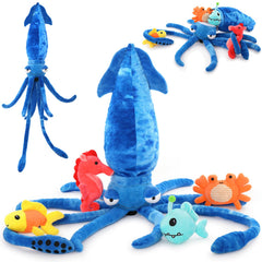 Karister giant squid plush, 41.3 inches, bold cuddle partner for kids' play.