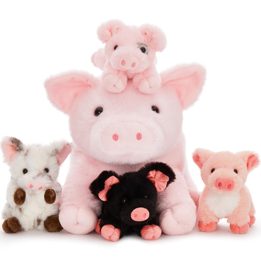 Karister mommy pig plush with zippered belly for easy toy access