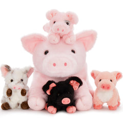 Karister mommy pig plush with zippered belly for easy toy access