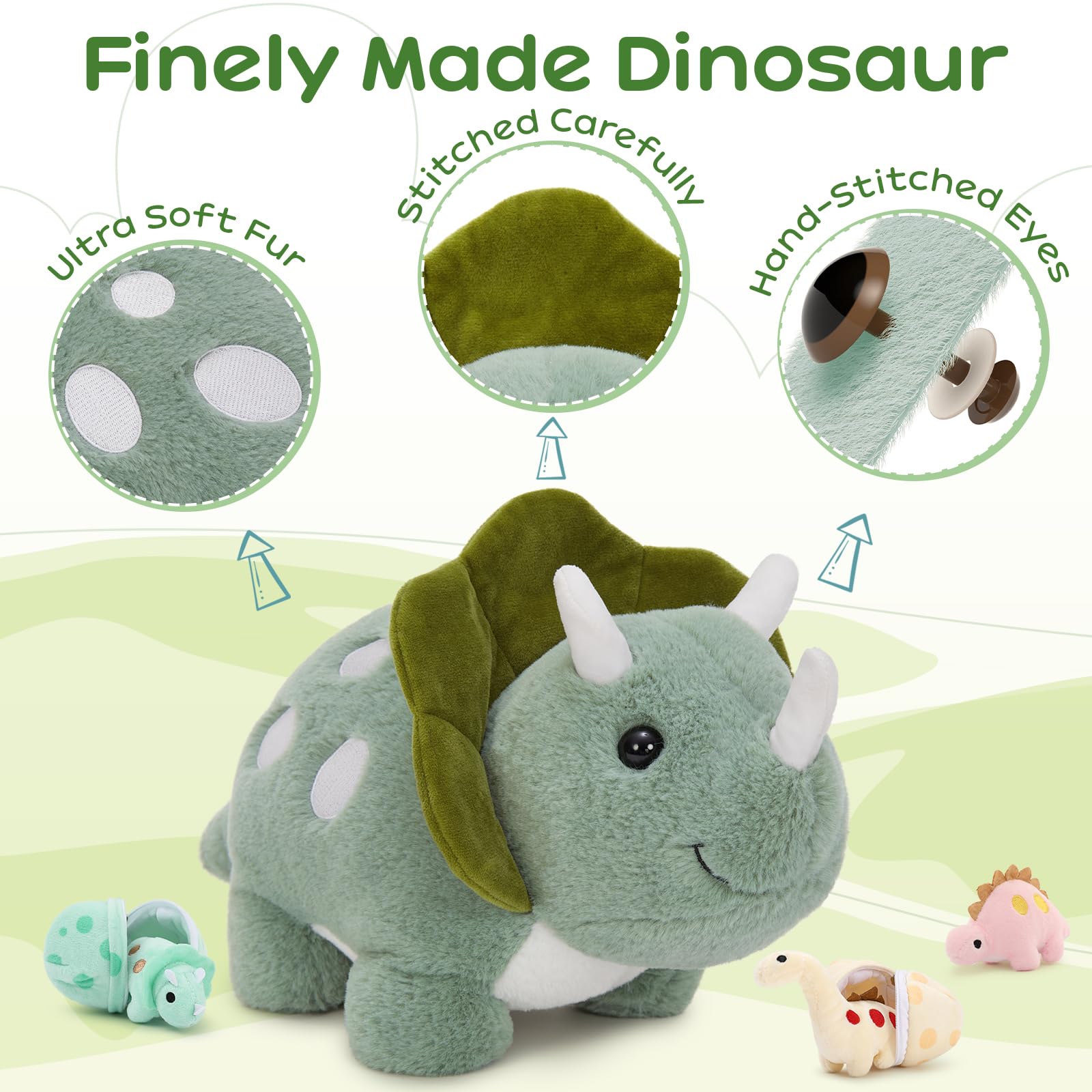Karister Plush Baby Triceratops tiny cuddle-ready companion.