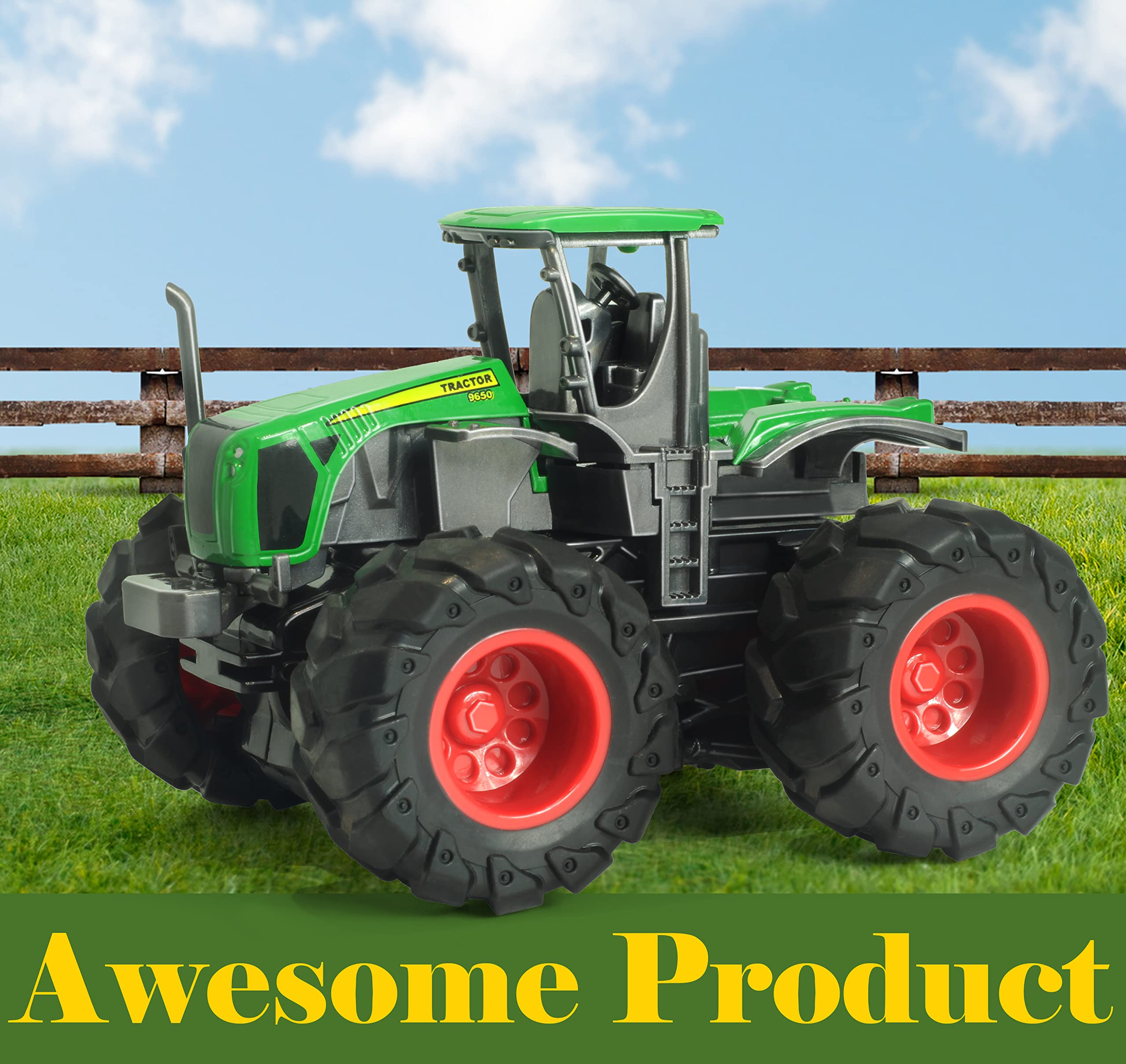 KARMOUNT farm toy tractor set with friction motor for easy, active fun.