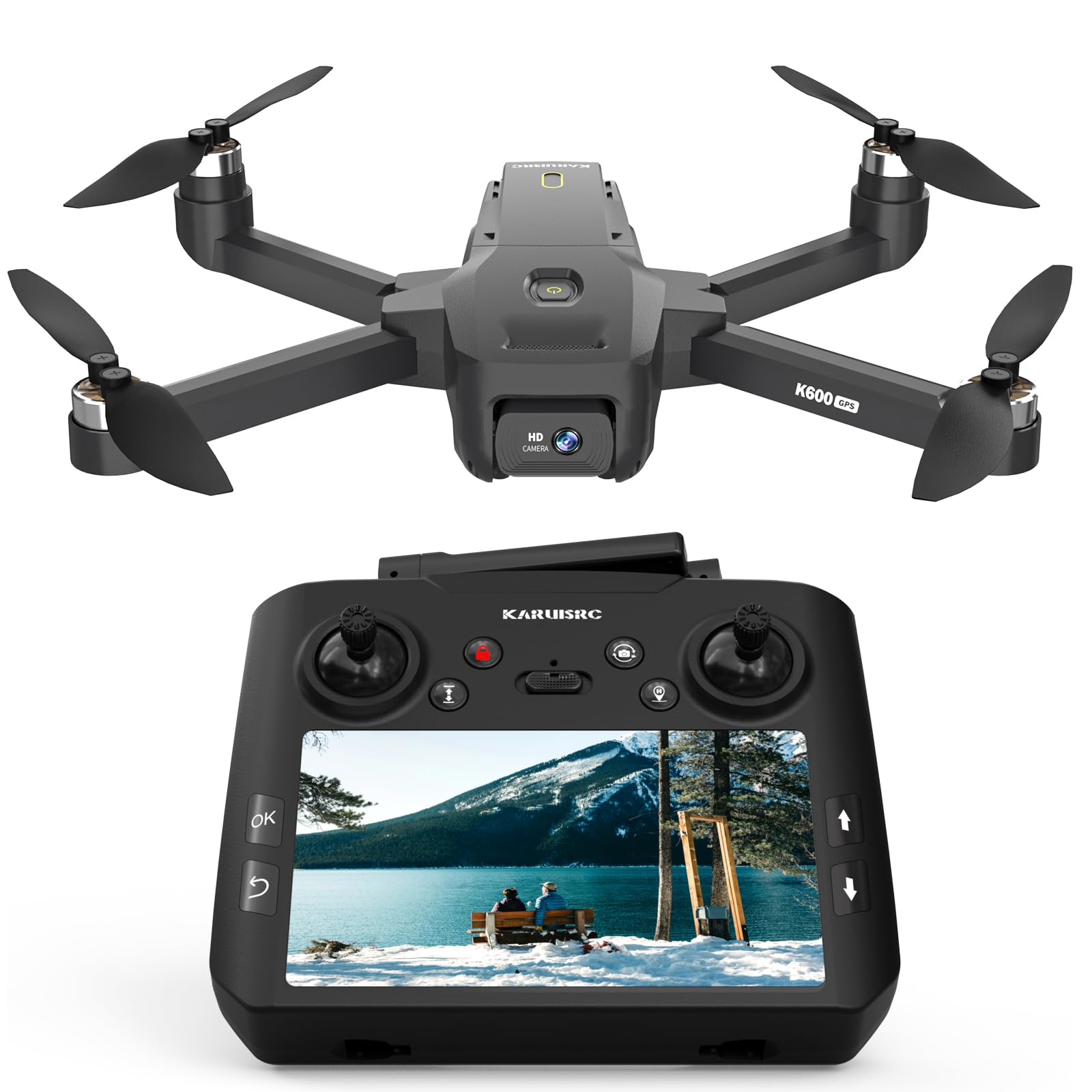 Karuisrc GPS drone with 4K camera and LCD remote for bright, clear live view
