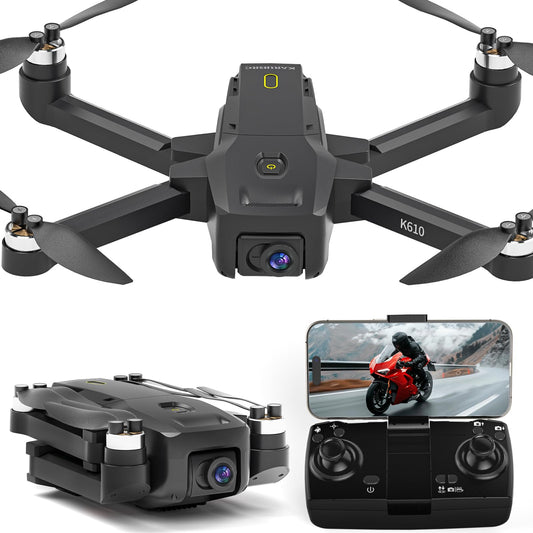 karuisrc K610 foldable drone shows compact design for easy travel.