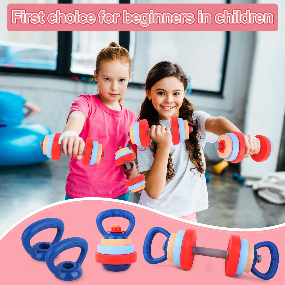 Kasebro bright color dumbbells attract kids during movement-based play.