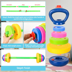 Kasebro classroom fitness setup with colorful weights for learning