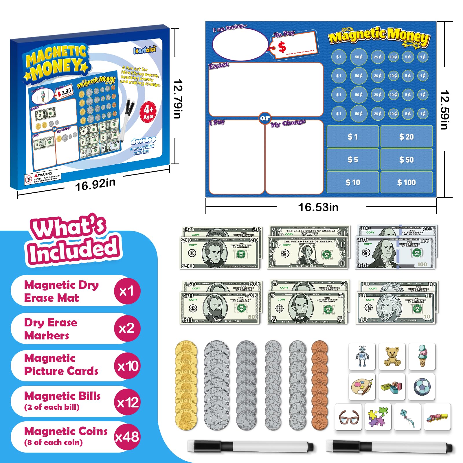 KASFALCI magnetic dry erase mat stays reusable on magnetic surfaces.