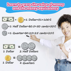 KASFALCI magnetic quarters aid value recognition and learning games.
