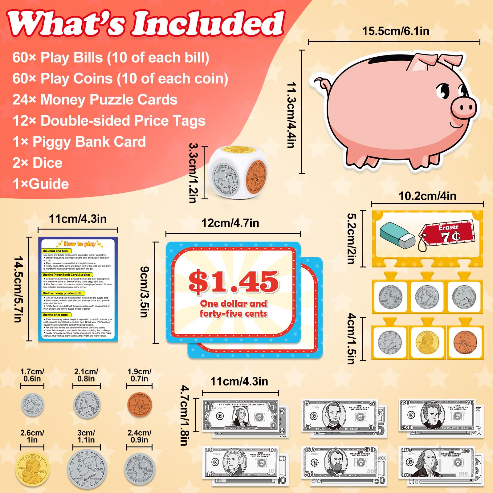 Kasfalci money activity set dice adds variety to math play and decision making.