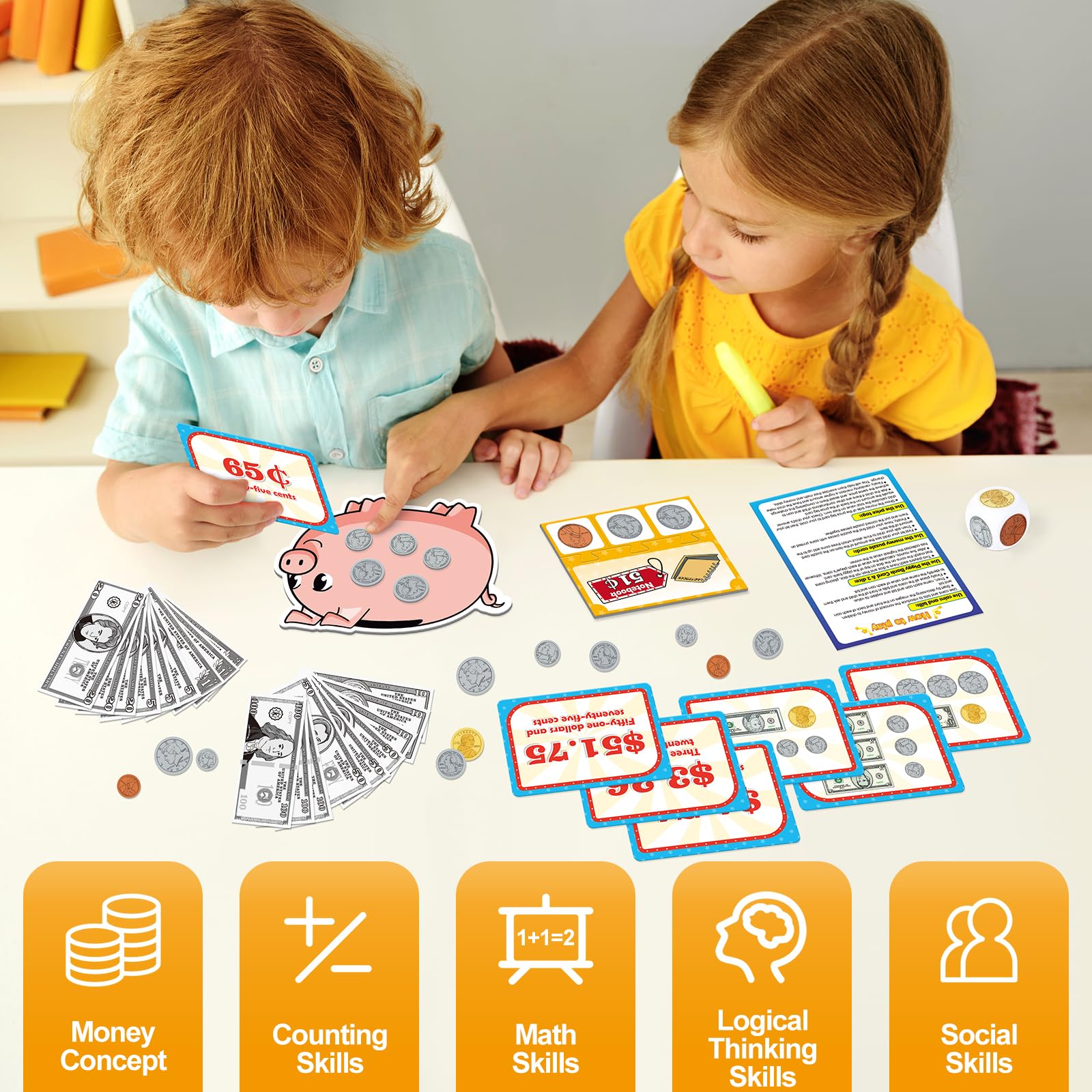 Kasfalci money activity set piggy bank card encourages saving and responsible money handling.