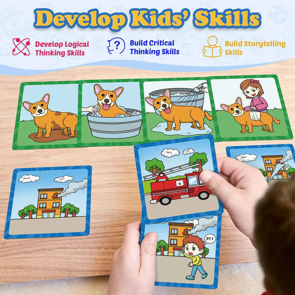 Kasfalci sequencing cards feature vivid illustrations to engage young learners during activities.