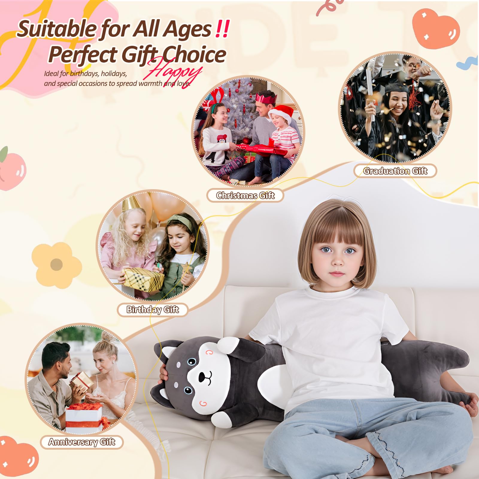 Kashabawangzi plush husky invites imaginative play and comforting hugs