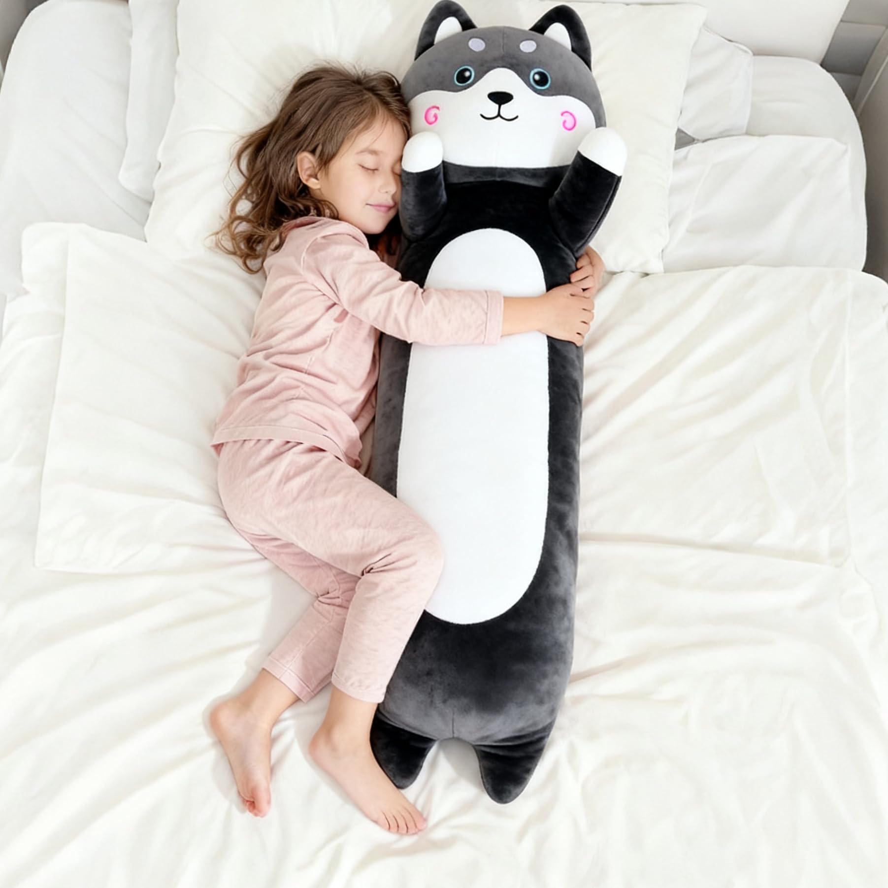 Kashabawangzi husky plush throw pillow, 36-inch cuddly companion for kids