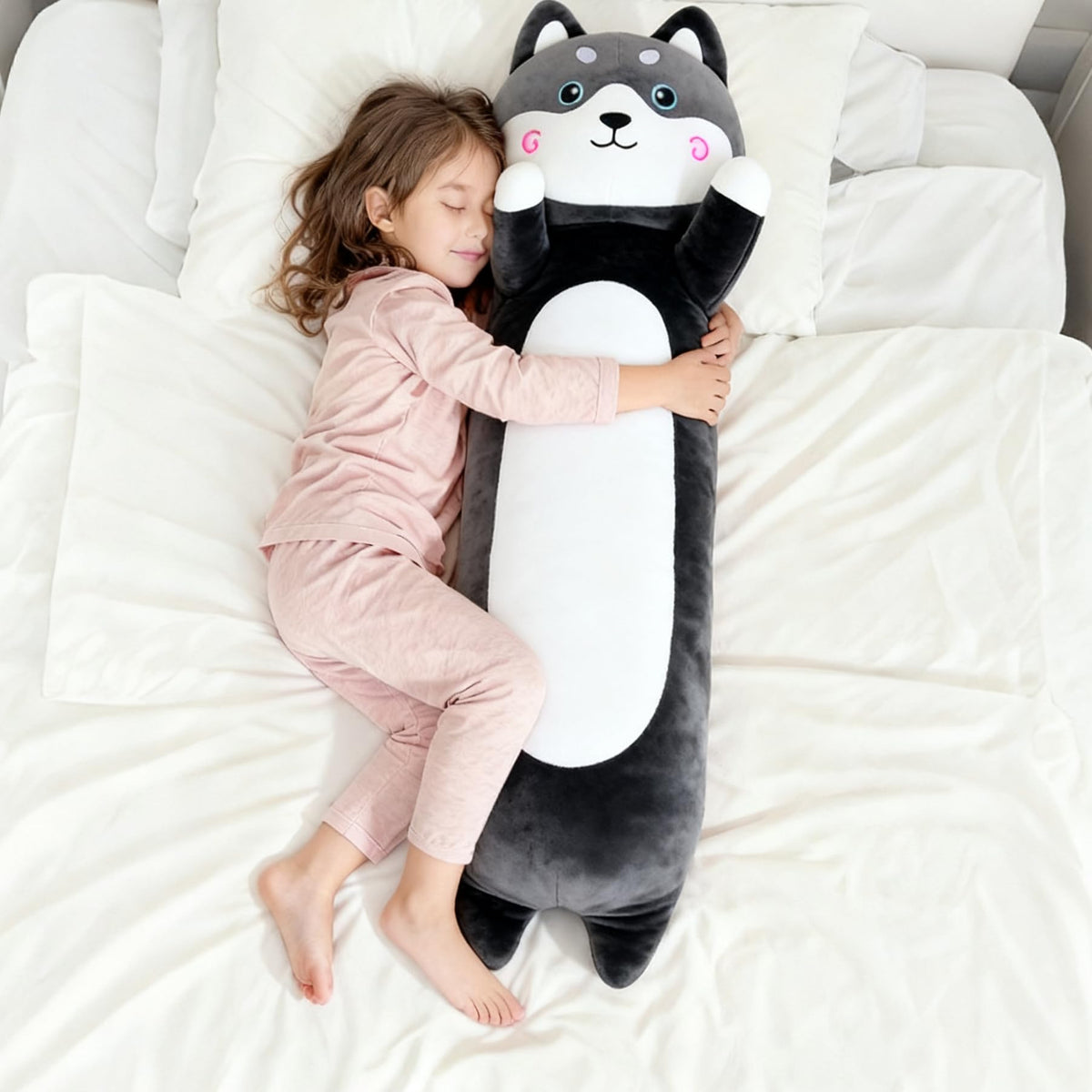 Kashabawangzi husky plush throw pillow, 36-inch cuddly companion for kids