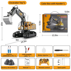KASQERT 1:14 RC excavator toy detailed cab for imaginative role-play.