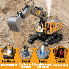 KASQERT 1:14 RC excavator toy side digging head showing durable construction.