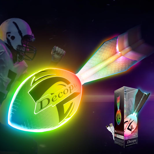 KASTUMBGA Premium Foam Glow Football front view with bright LEDs for outdoor play.